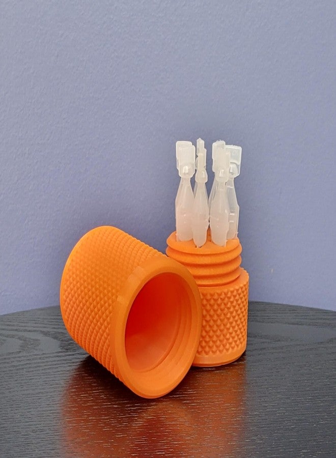 Znet3D Eye Drop Vials Holder & Storage Case - Securely Store Seven (7) Single-Use Vials - Screw-On Lid, Knurled Pattern - Keep Vials Safe & Organized to Keep Track of Your Daily Usage (Orange) - Image 3